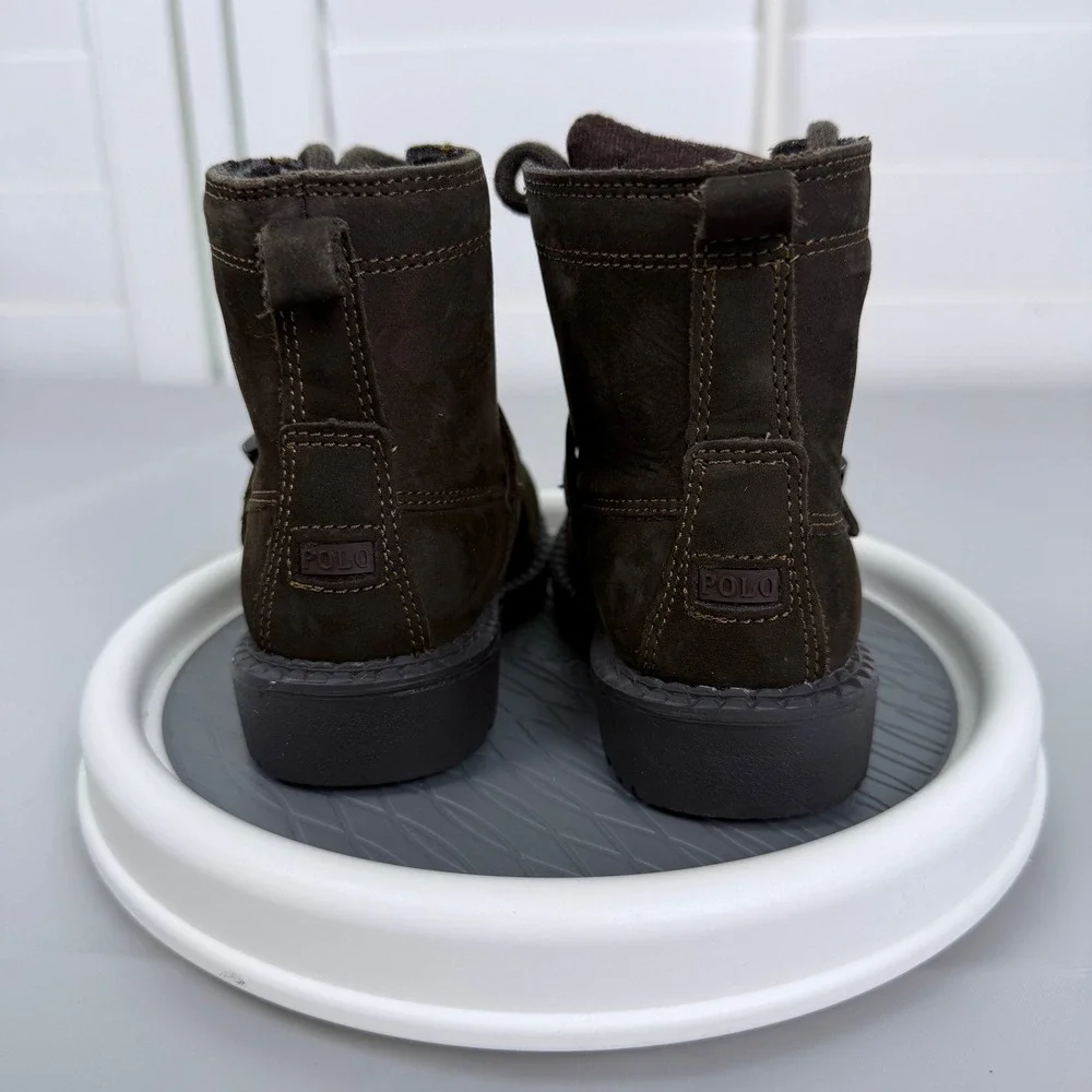 Polo Ralph Lauren Ranger Hi II Brown Suede Polo Bear Boots Boys Size 6 RF100685